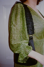 Load image into Gallery viewer, IDA Green Sparkle Wrap Dress