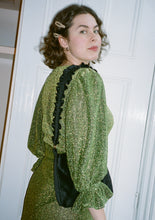 Load image into Gallery viewer, IDA Green Sparkle Wrap Dress