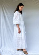 Load image into Gallery viewer, FLEUR White Cotton Checked Wrap Dress