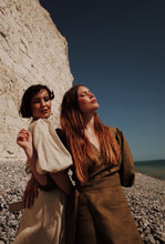 Load image into Gallery viewer, IDA Olive Linen Wrap Dress