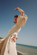 Load image into Gallery viewer, IDA Ivory Linen Wrap Dress