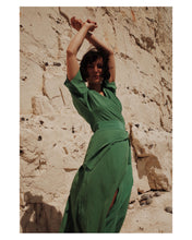 Load image into Gallery viewer, OLI Green Silk Wrap Dress