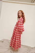 Load image into Gallery viewer, FLEUR Red Brushed Cotton Wrap Dress