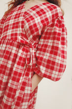 Load image into Gallery viewer, FLEUR Red Brushed Cotton Wrap Dress