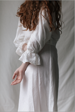 Load image into Gallery viewer, IDA White Linen Wrap Dress
