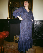 Load image into Gallery viewer, IDA Navy Sparkle Wrap Dress
