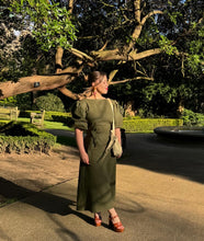 Load image into Gallery viewer, IDA Olive Green Wrap Dress
