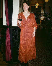 Load image into Gallery viewer, IDA Brown Sparkle Wrap Dress
