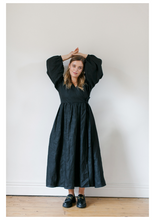 Load image into Gallery viewer, READY TO SHIP - FLEUR Black Irish Linen Wrap Dress
