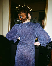 Load image into Gallery viewer, IDA Navy Sparkle Wrap Dress
