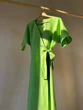 Load image into Gallery viewer, OLI Lime Linen Wrap Dress
