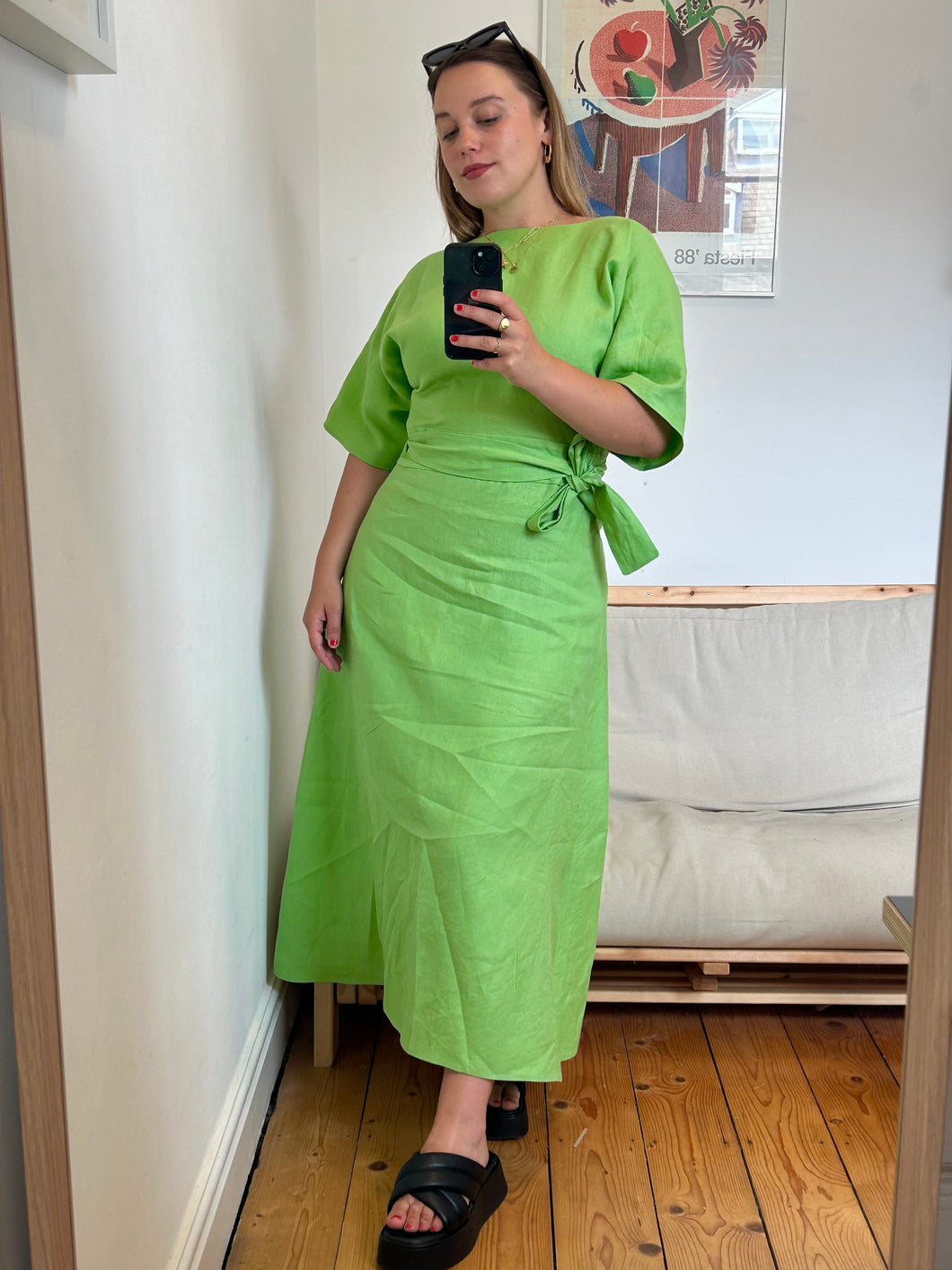 OLI Lime Linen Wrap Dress