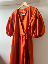 Load image into Gallery viewer, LILA Orange Cotton Poplin Wrap Dress
