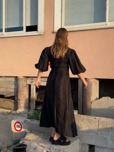 Load image into Gallery viewer, IDA Black Striped Linen Dress
