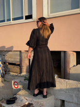 Load image into Gallery viewer, IDA Black Striped Linen Dress
