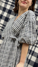 Load image into Gallery viewer, LILA Cotton Navy Check Wrap Dress
