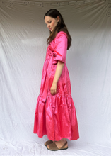 Load image into Gallery viewer, FLEUR Pink Silk Dupion Wrap Dress
