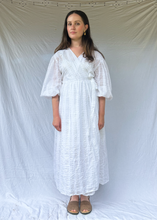Load image into Gallery viewer, FLEUR White Cotton Checked Wrap Dress
