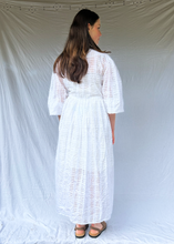 Load image into Gallery viewer, FLEUR White Cotton Checked Wrap Dress
