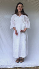 Load and play video in Gallery viewer, FLEUR White Cotton Checked Wrap Dress
