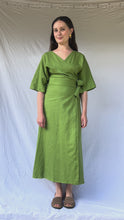 Load and play video in Gallery viewer, OLI Apple Green Kimono Wrap Dress

