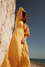 Load image into Gallery viewer, IDA Yellow Silk Hand Dyed Wrap Dress
