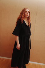 Load image into Gallery viewer, OLI Black Kimono Wrap Dress
